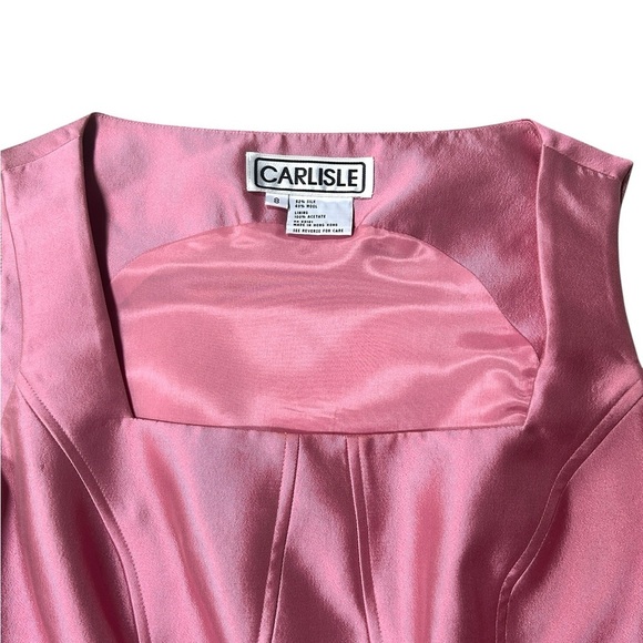 Vintage Carlisle Silk Bustier Corset Structured Tank Top in Pink Rose, Size 8 - Picture 6 of 6
